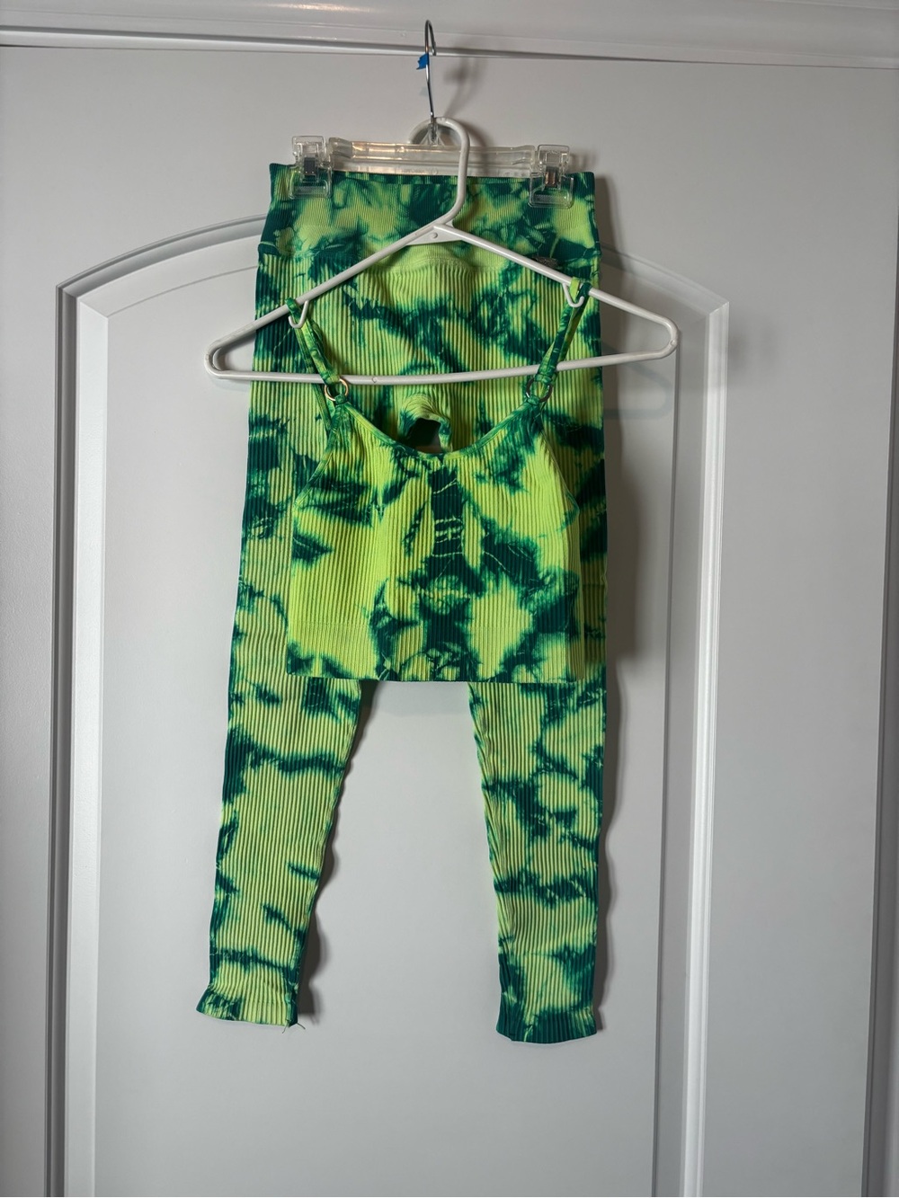 Bombshell Sportswear Neon Green Tie-Dye Ribbed Jumpsuit